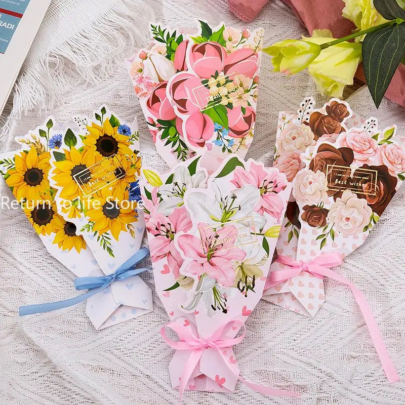 3D Bouquet Bow Greeting Card – Valentine's Day & Wedding Greeting Card Qme