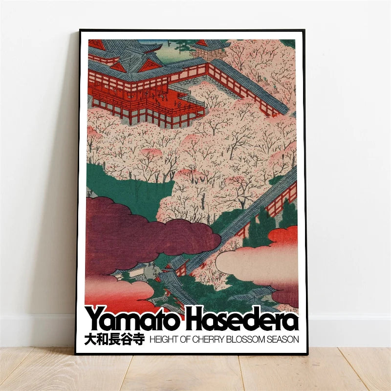 Vintage Japanese Snowy Waterfall Floral Canvas Wall Art Print Canvas Wall Art Qst