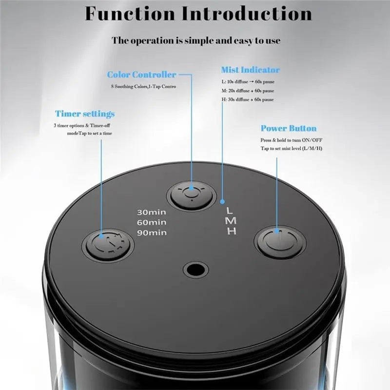 B15C Waterless Essential Oil Diffuser – 9 LED Colors, Mini & Portable Essential Oil Diffuser Qst