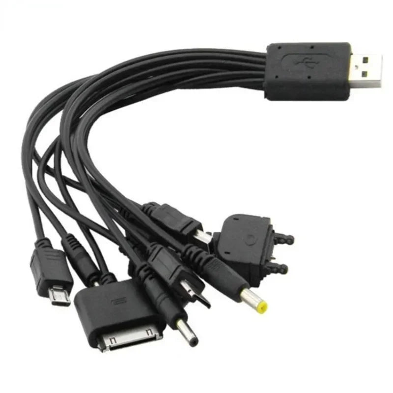 USB 10-in-1 Multi-Head Charging Cable for Mobile Phones Multi-Head USB Cable Qme 5pcs