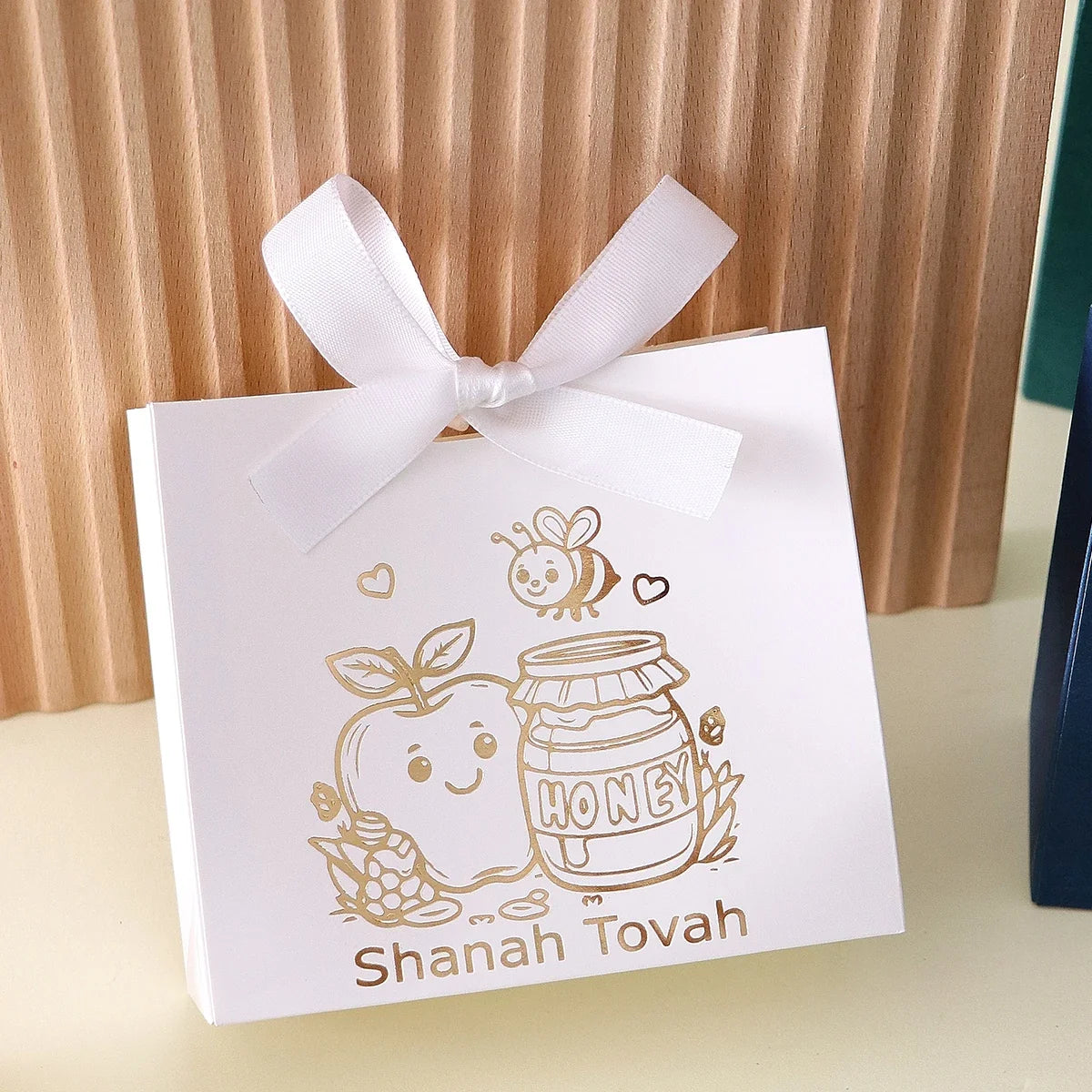 10 Square Paper Gift Boxes Jewish New Year Gold Apple Design Holiday Gift Boxes Qme