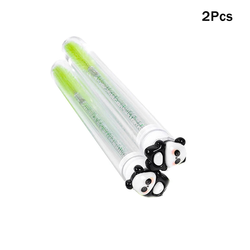 Panda Mascara Wands & Eyebrow Spoolies with Crystal Tubes Mascara Wand Set Qst 2Pcs
