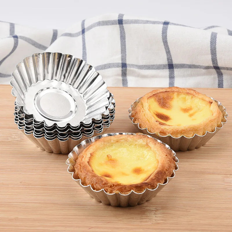 Reusable Aluminum Egg Tart Molds – Cookie, Pudding & Jelly Baking Mold Qme
