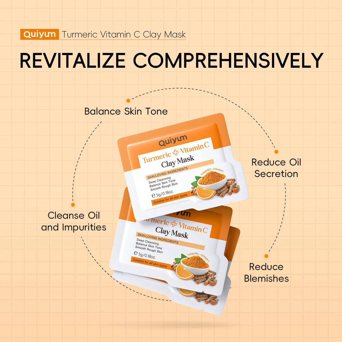 Turmeric & Vitamin C Clay Face Mask – Deep Cleanse & Glow Clay Face Mask Qst