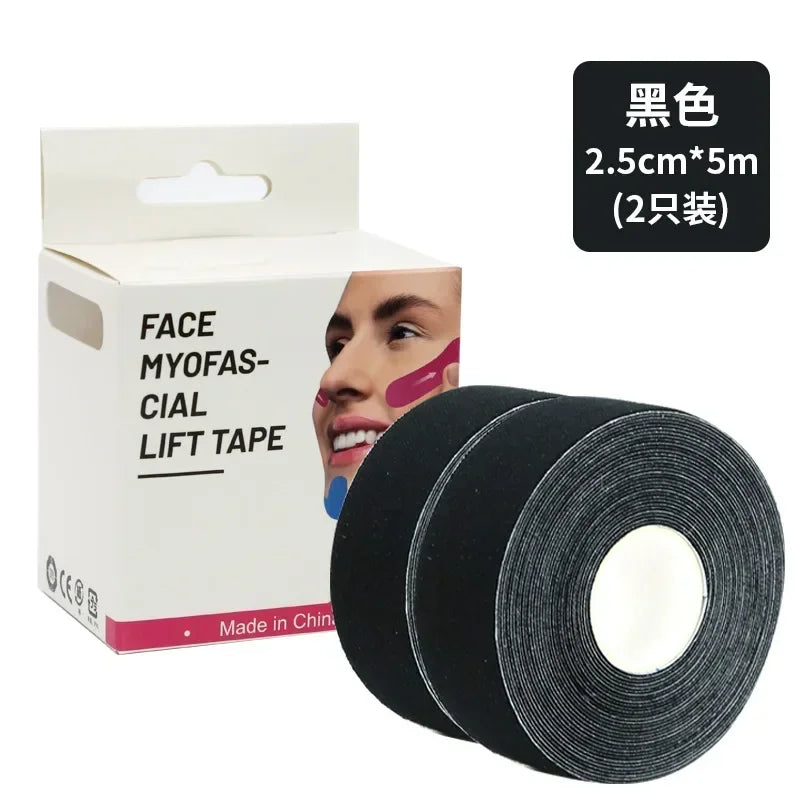 Facial Kinesiology Lifting Tape – V-Line, Neck & Eye Facial Lifting Tape Qme 2Pcs Black