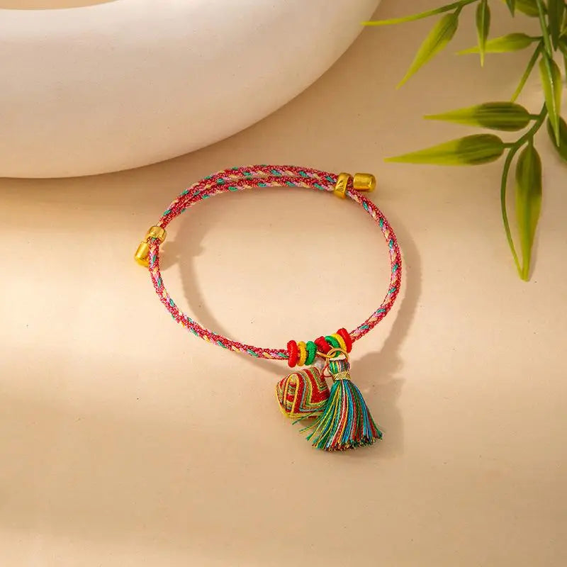 Handmade Colorful Friendship Bracelet – Adjustable Woven Tassel Friendship Bracelet Qst A1