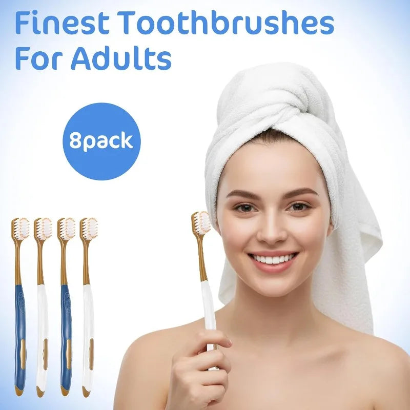 6-Pack Soft Bristle Wide Head Manual Toothbrushes for Adults Manual Toothbrush Set Qme