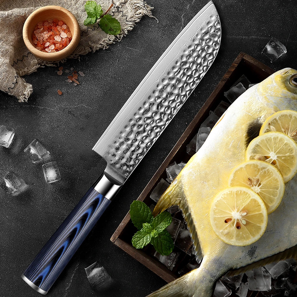 XITUO 7" Damascus VG-10 Santoku Knife – Ultra Sharp Chef Knife Santoku Chef Knife Qst Santoku Knife