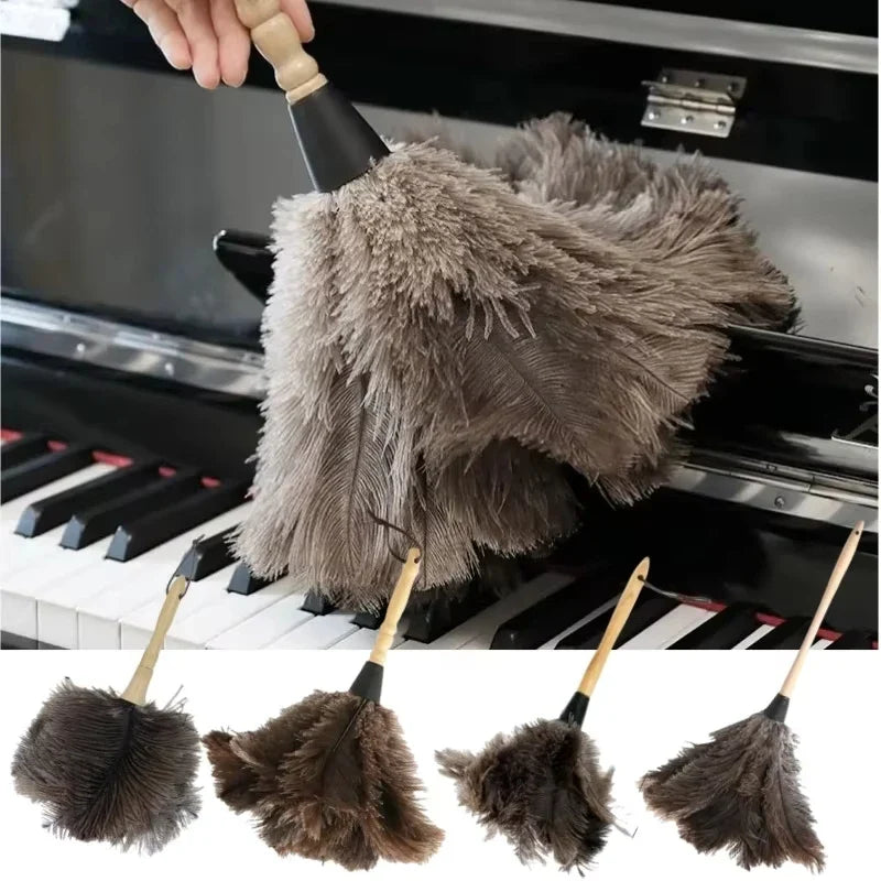 Ostrich Feather Duster – Anti-Static Wooden Handle | White Feather Duster Qme