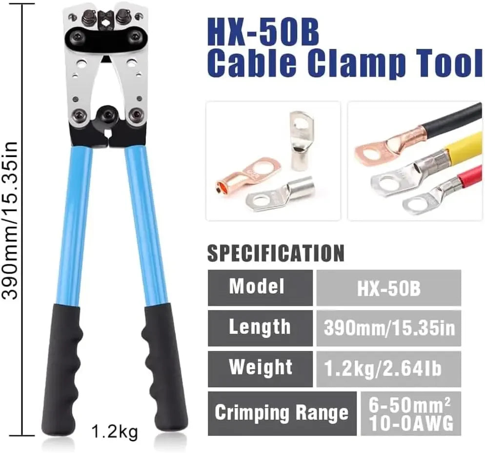 Cable Wire Lug Crimping Tool 10-1 AWG 8 Sizes Ratchet Crimper Wire Lug Crimping Tool Qme