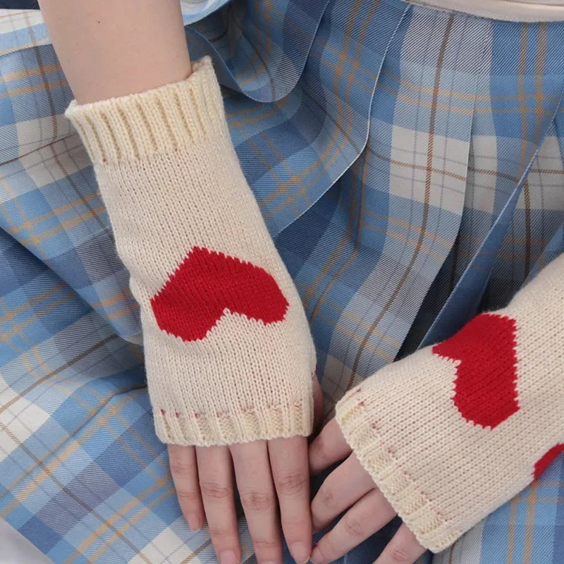 Women's Knitted Fingerless Gloves – Warm Soft Winter Half-Finger Mittens Fingerless Knit Gloves Qme A-5 Length -20cm