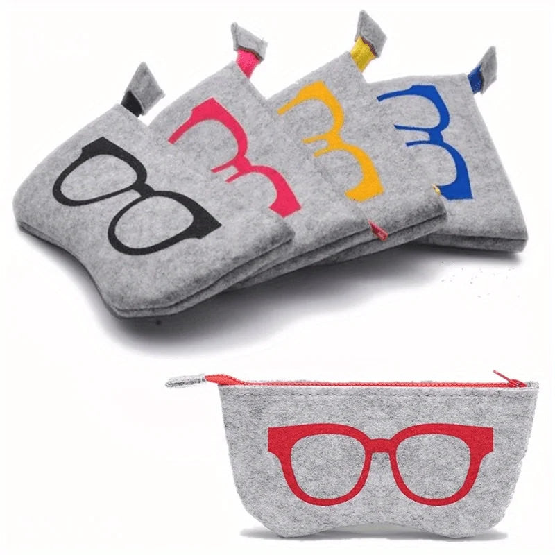 Soft Felt Eyeglasses Pouch | Zippered Sunglasses Storage Bag Eyeglasses Pouch Qme