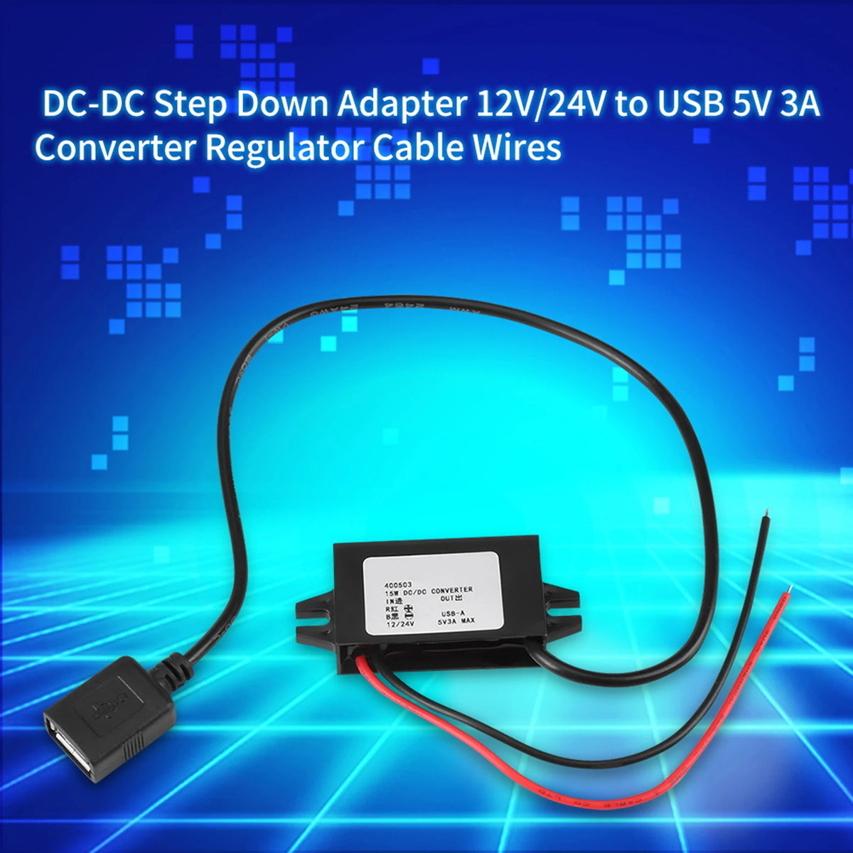 12V/24V to USB 5V 3A DC Buck Converter Step-Down Adapter DC Buck Converter Qst
