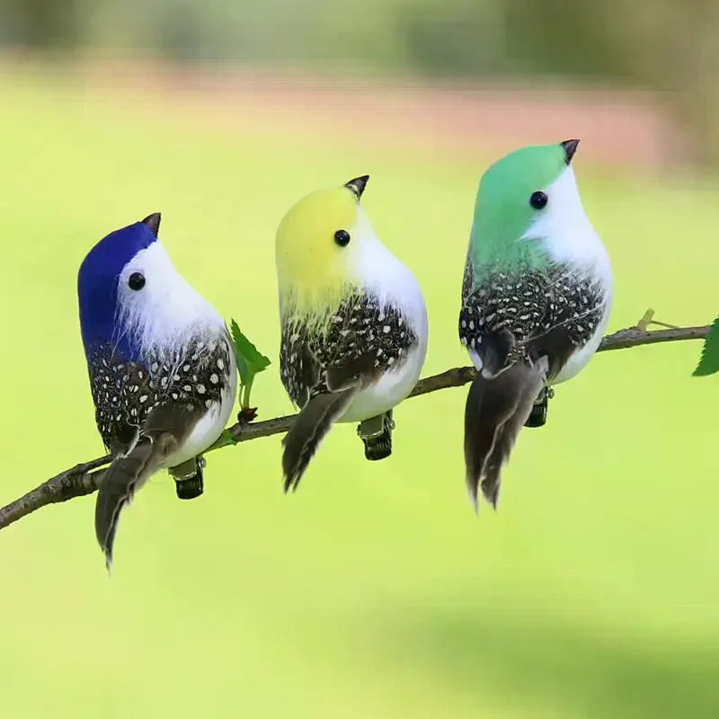 3D Artificial Foam Feather Birds Party Craft Decor – Set of 3 Decorative Craft Birds Qme