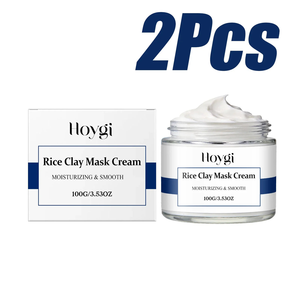 Rice Clay Face Mask – Brightening, Pore Cleansing & Hydrating Clay Face Mask Qme 2 x 100g Boxed