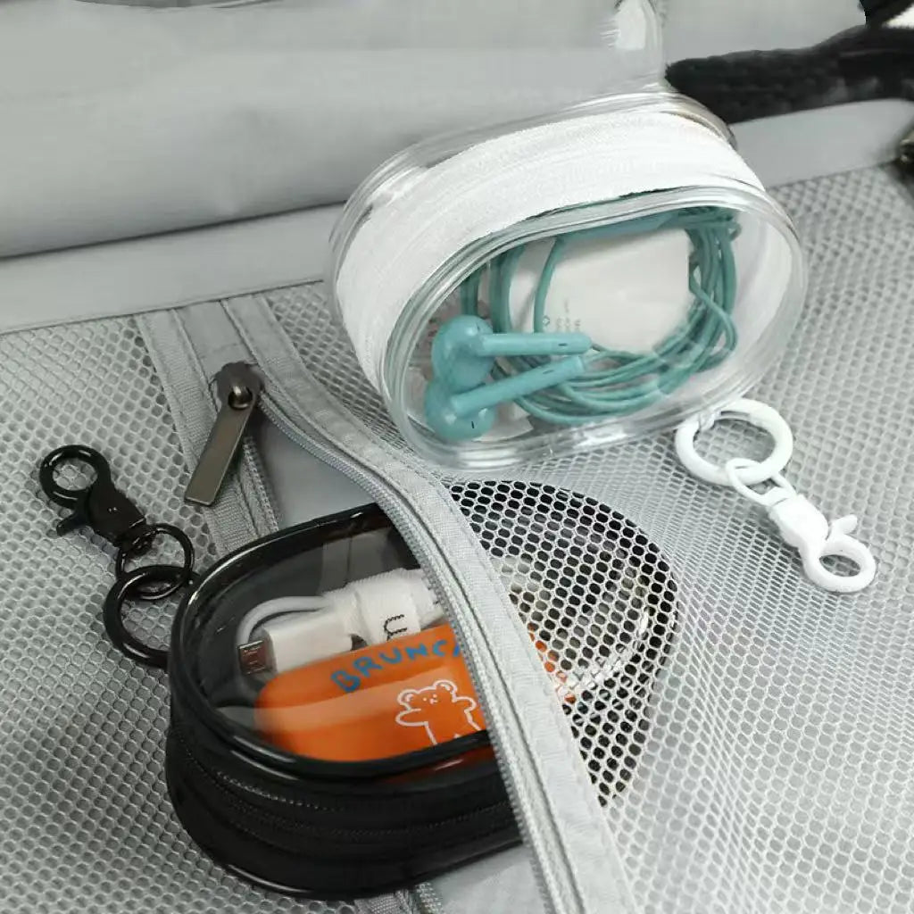 Clear Cable & Cord Travel Organizer Bag | Compact PVC Pouch Cable Organizer Bag Qme