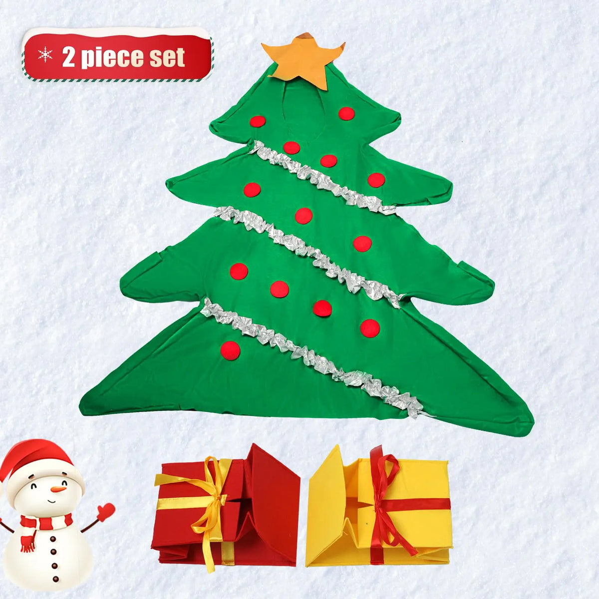 Christmas Tree Onesie Costume with Shoe Covers – Adults & Kids Holiday Onesie Costume Qme