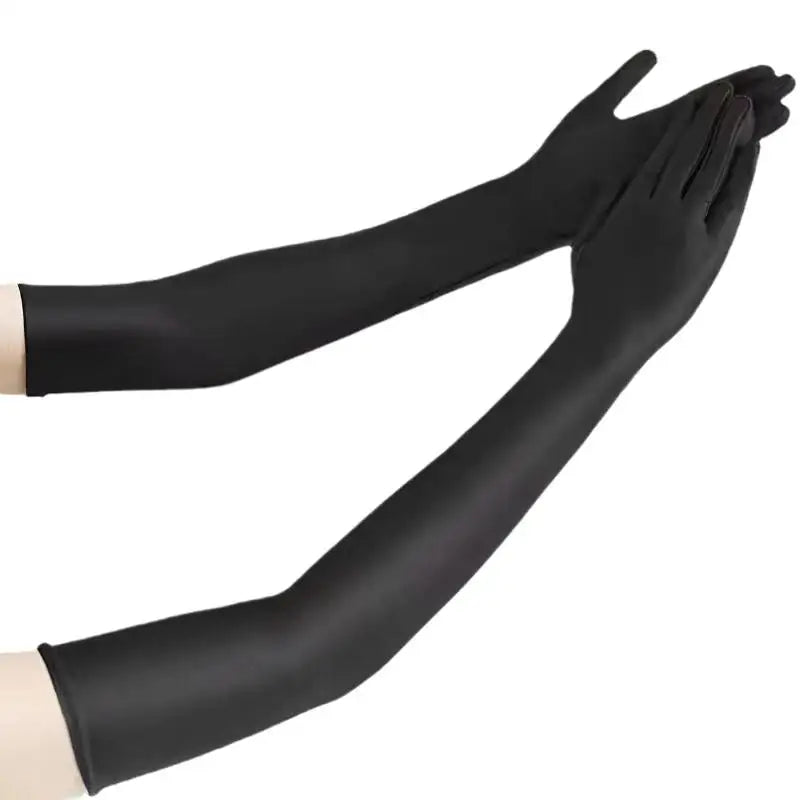 Women's Black Spandex Long Gloves – Party Wedding Performance Long Fashion Gloves Qst Black