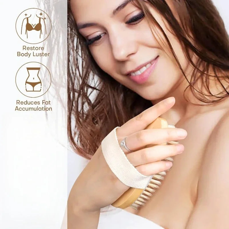 Dry Body Brush – Natural Bristle Exfoliating & Massage Tool Dry Body Brush Qme