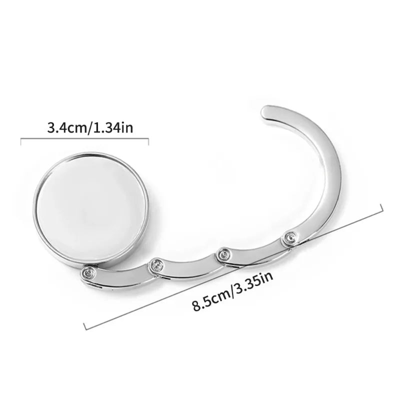 Portable Foldable Bag Hanger Hook – Round Zinc Alloy Holder Foldable Bag Hook Qme