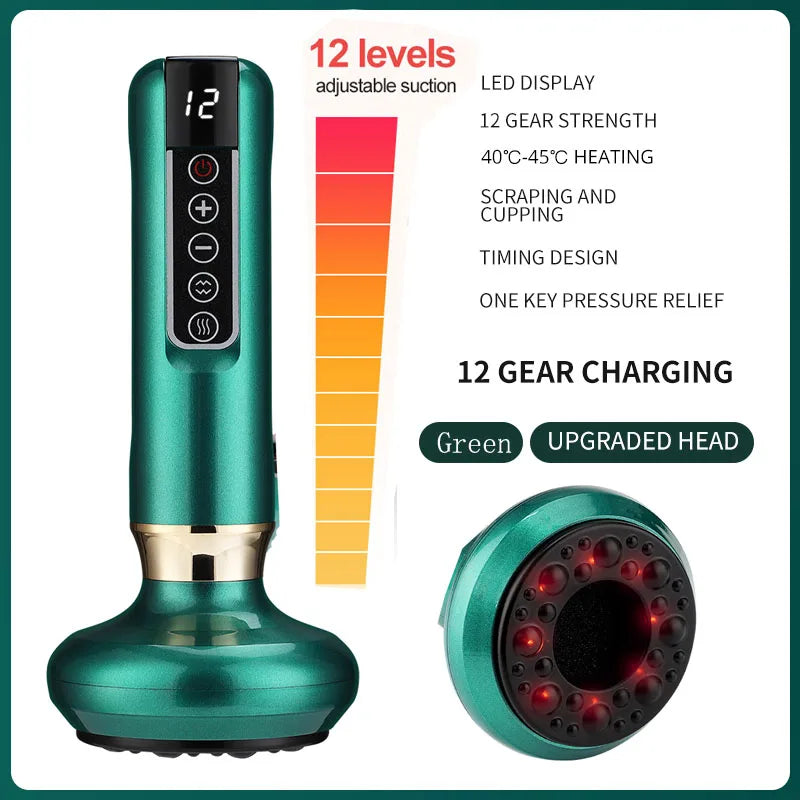 Electric Vacuum Cupping Device with Heating | Smart Negative Pressure Electric Cupping Device Qst 12 Gear green