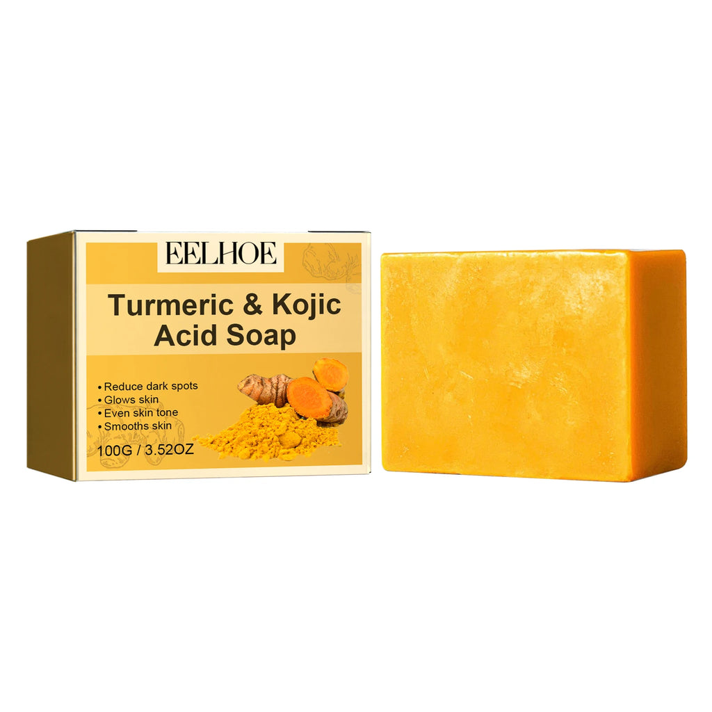 EELHOE Turmeric Kojic Acid Brightening Soap Bar 100g Brightening Cleansing Soap Qst 100g boxed
