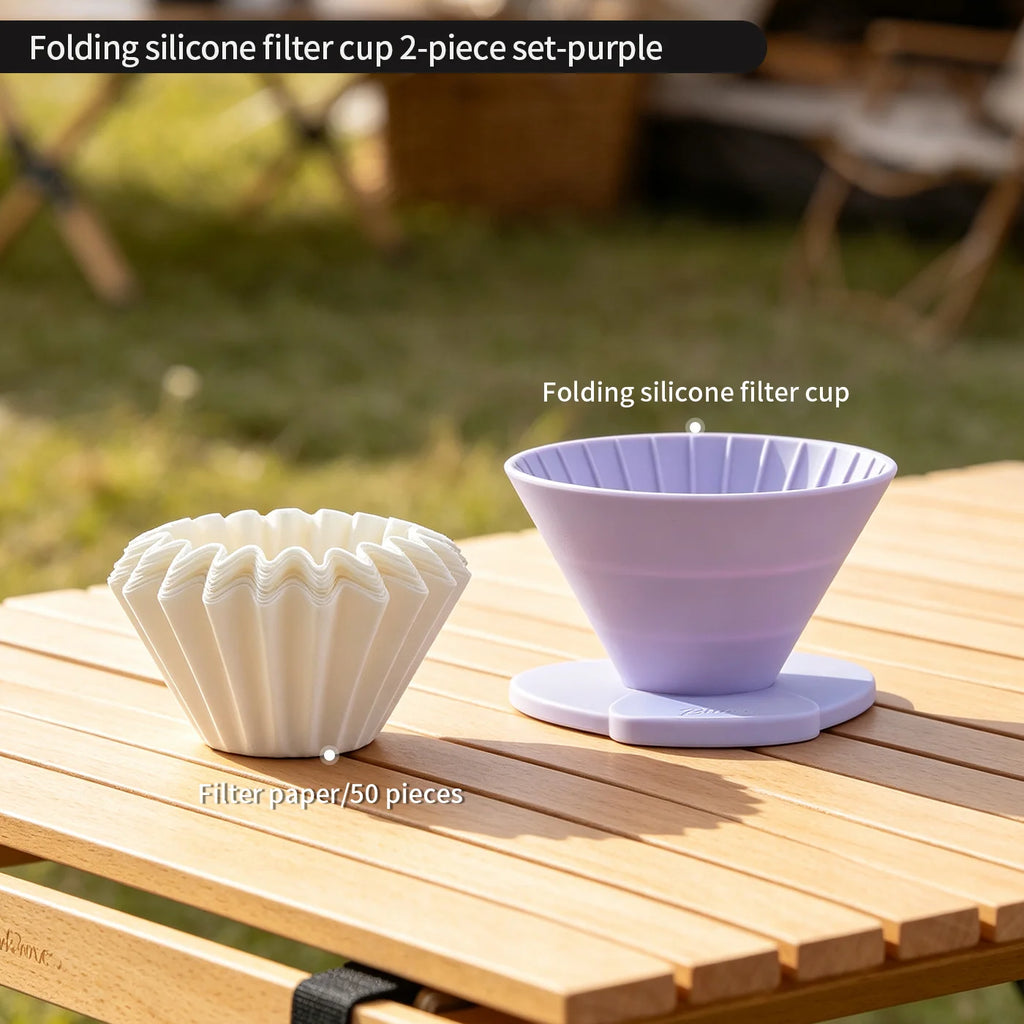 Bincoo Foldable Silicone Pour Over Coffee Dripper – Collapsible Pour Over Dripper Qst Purple 2pcs