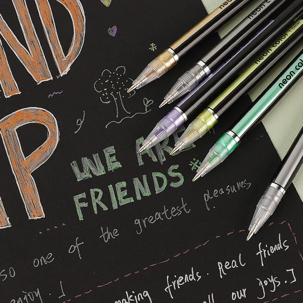 12 Metallic Glitter Gel Pens & Refills – Art, School & Office Glitter Gel Pen Set Qme