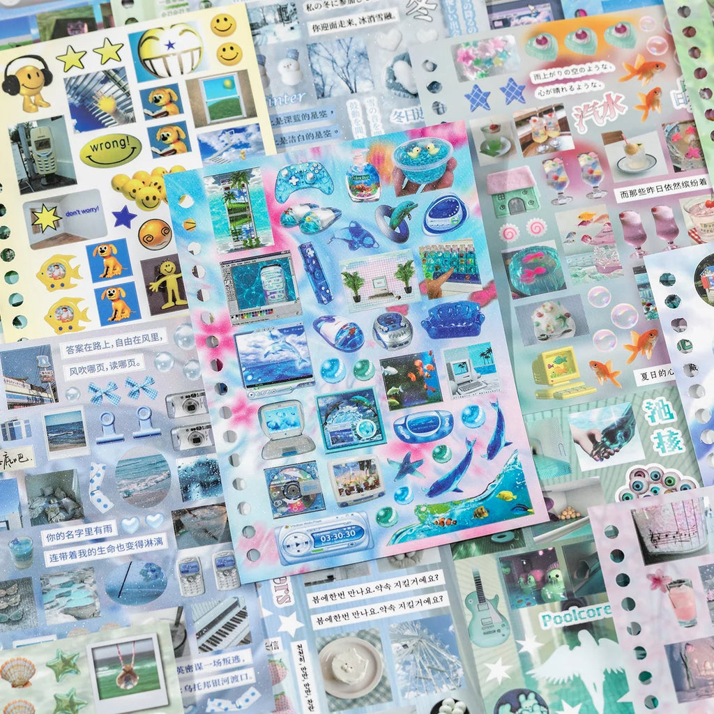 Kawaii Die Cut Coil Sticker Book – Time Series Scrapbook Sheets Decorative Sticker Book Qme