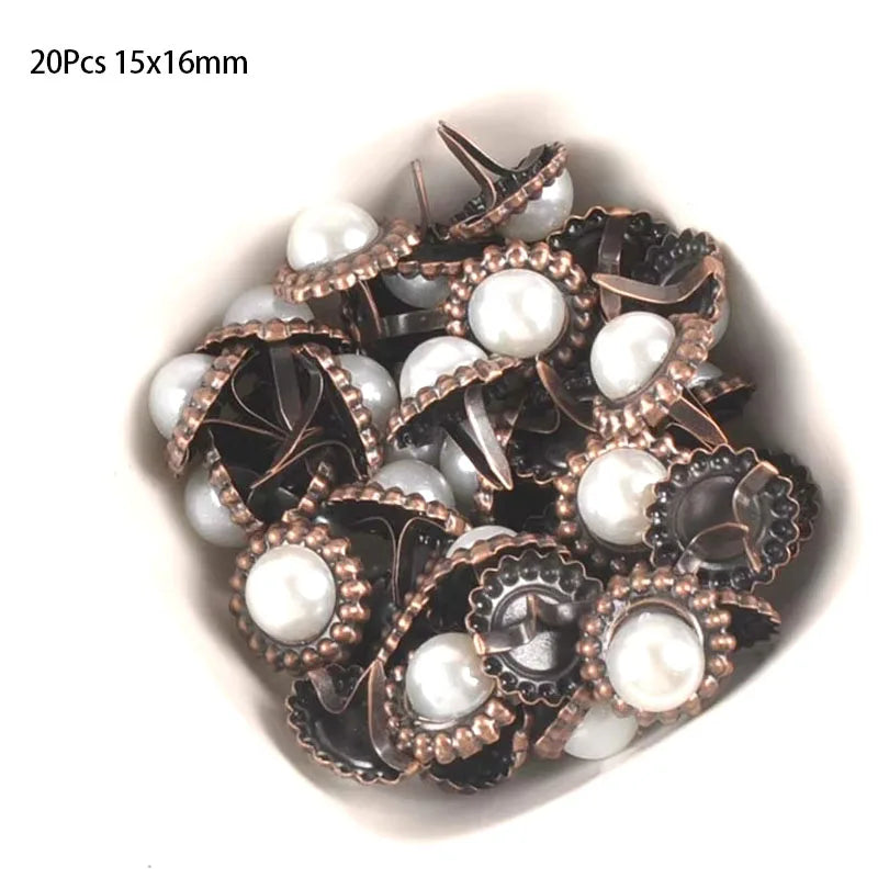 Round Pearl Brads 16x16mm Metal Rivets for Scrapbooking 20pcs Scrapbooking Brads Qme