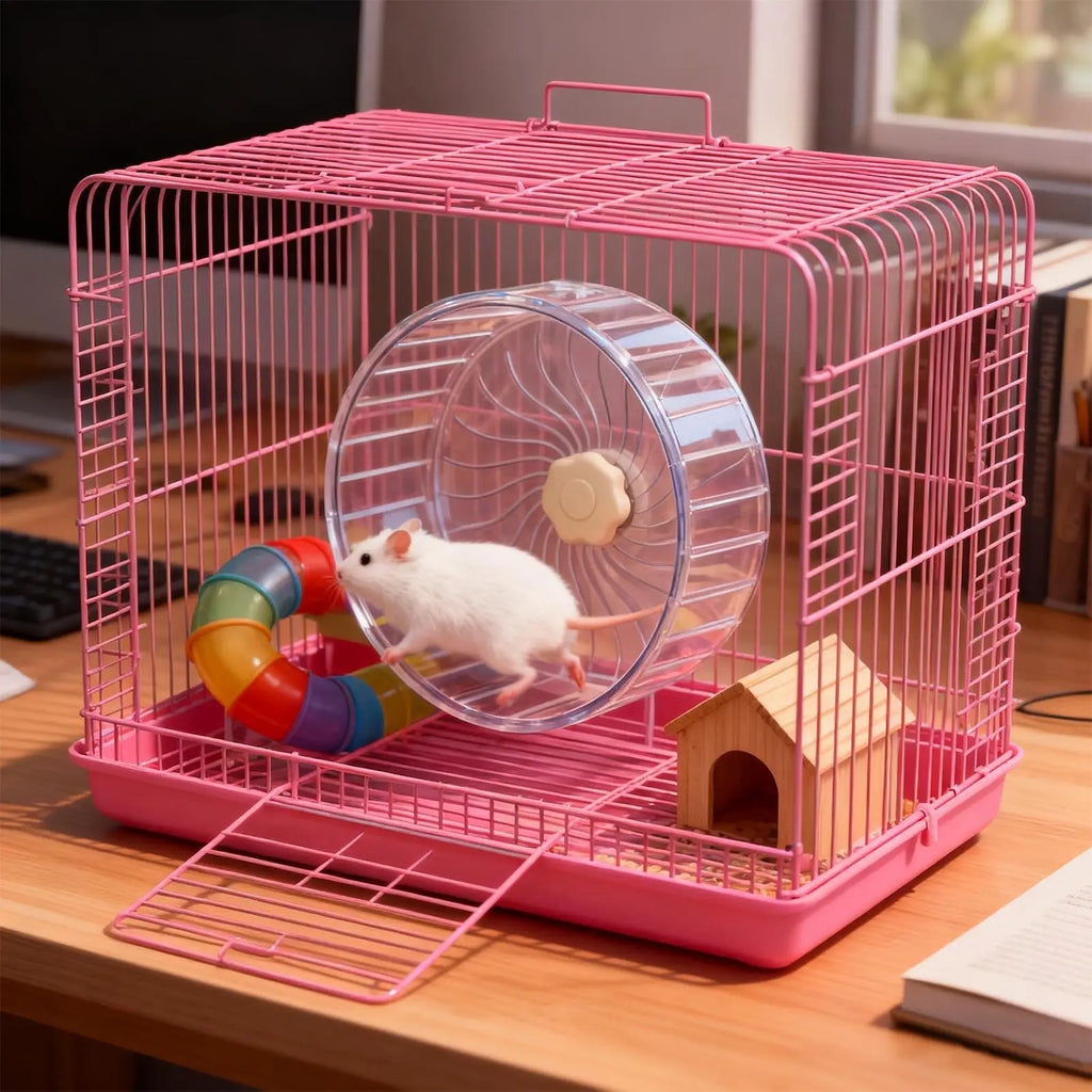Silent Hamster Wheel – Double-Bearing Quiet Spinner for Small Pets Pet Exercise Wheel Qme