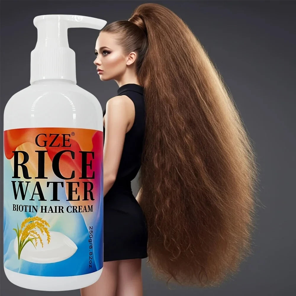 GZE Rice Water Biotin Hair Cream – Deep Hydrating Moisturizer Hair Moisturizing Cream Qme