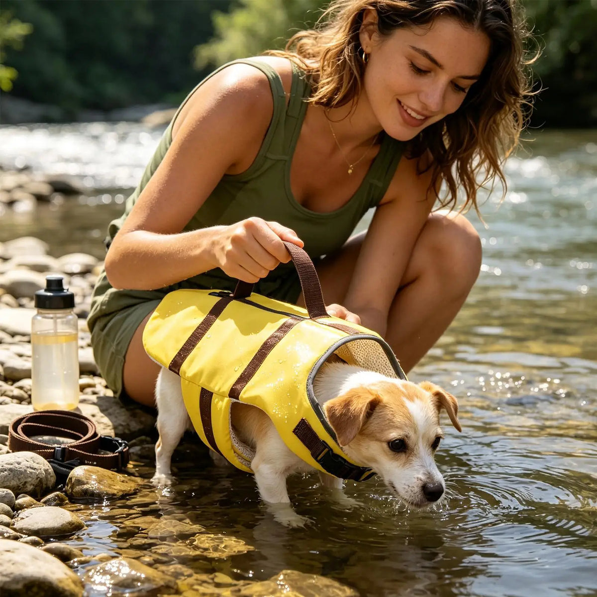 Dog Life Vest – Reflective Float Jacket with Handle | S-M-L Dog Life Jacket Qme