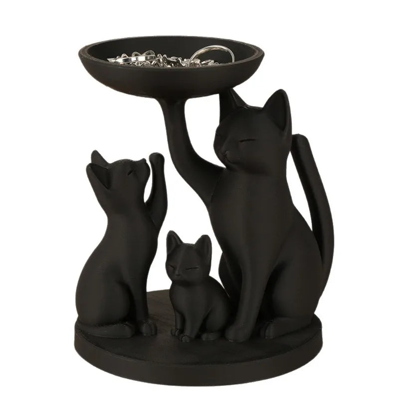 3D Printed Black Cat Storage Tray – Jewelry & Key Organizer Decorative Storage Tray Qme