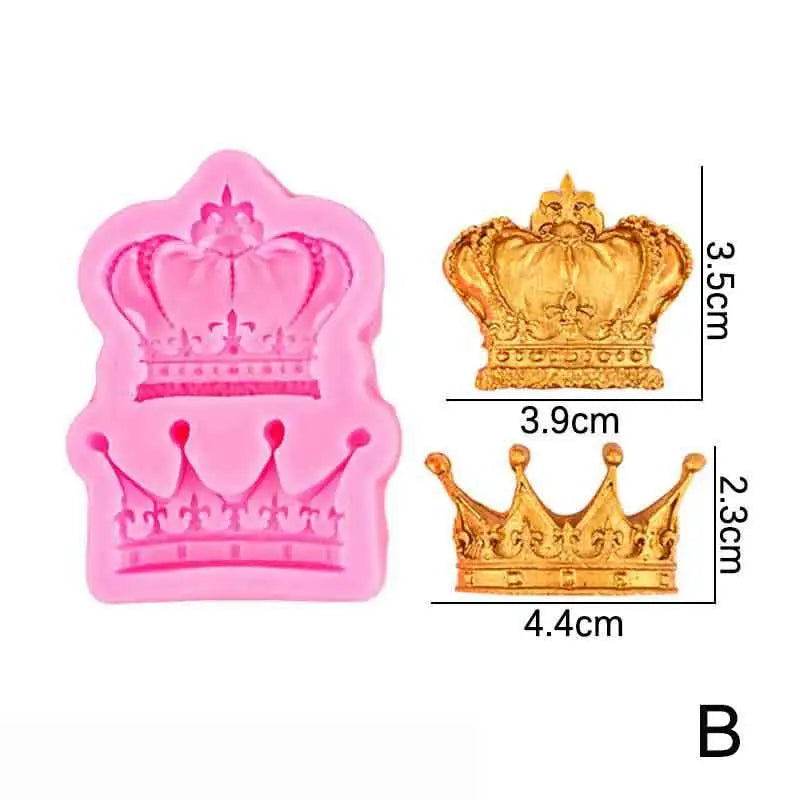 Silicone Fondant Mold – Crown, Mirror & Photo Frame Designs Silicone Baking Mold Qst B Pink