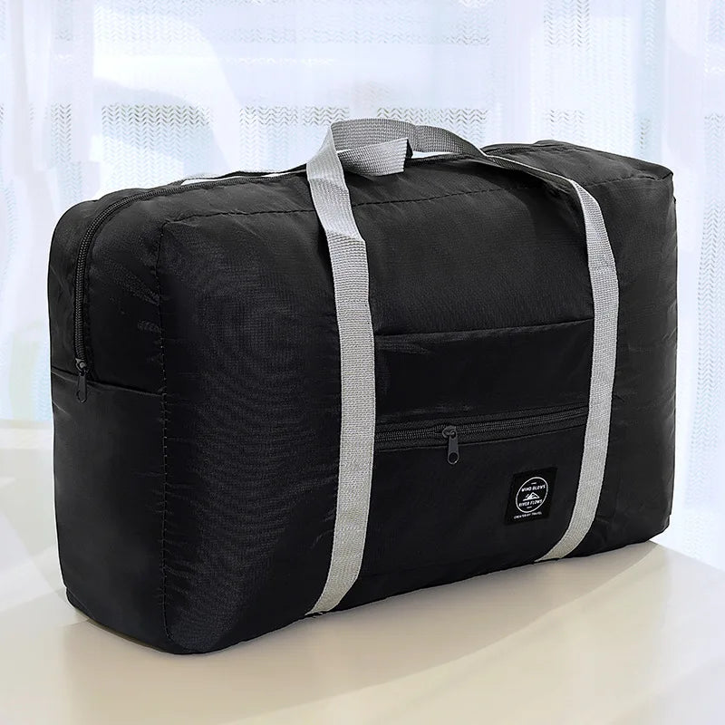 Portable Foldable Travel Tote Bag – Large Capacity Oxford Foldable Travel Tote Qme Black