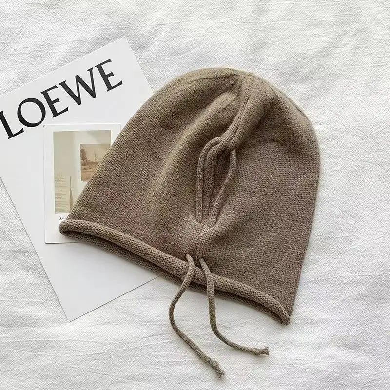 Women's Winter Plush Knit Beanie Hat with Ear Flaps Knit Winter Beanie Qst Khaki