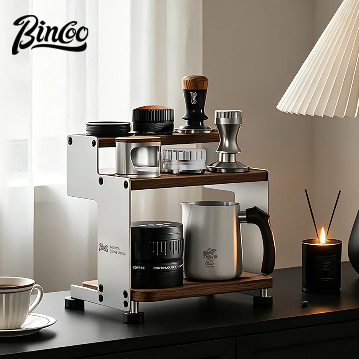 Bincoo Solid Wood Multi-Tier Coffee Storage Cabinet & Organizer Coffee Storage Cabinet Qst
