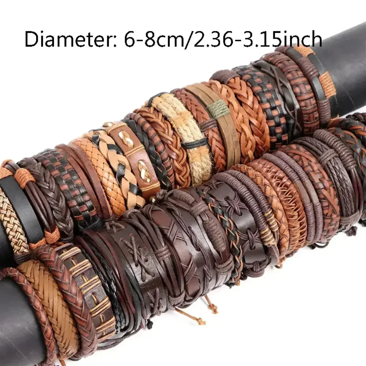 Men's & Women's Webbing Rope Leather Bracelet Set – 5pcs Leather Bracelet Set Qme