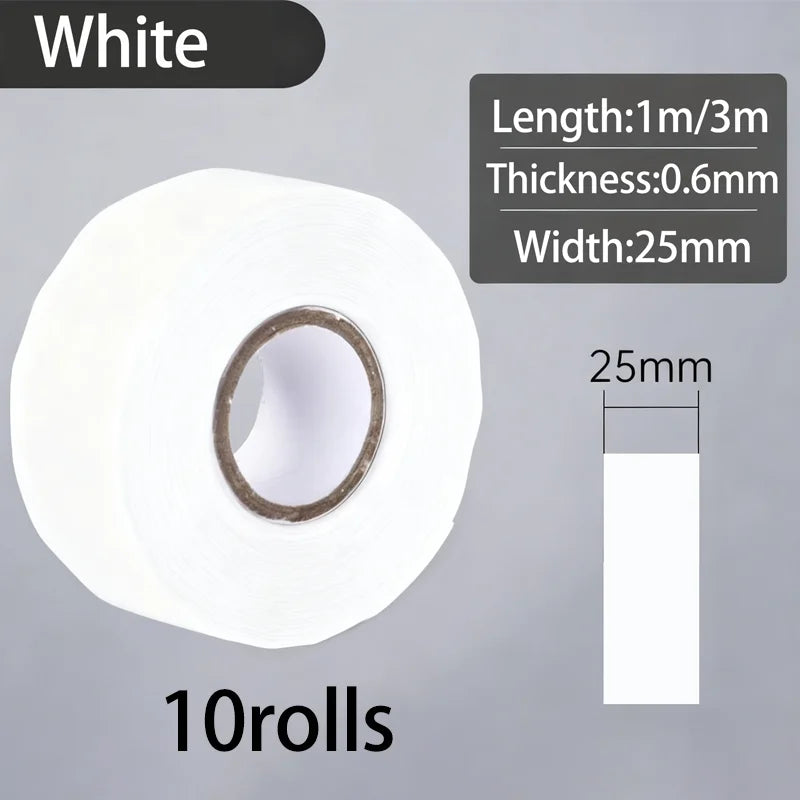 Silicone Self-Adhesive Waterproof Insulation Tape | Flame Retardant Silicone Insulation Tape Qme White-10PCS 3M 25mm