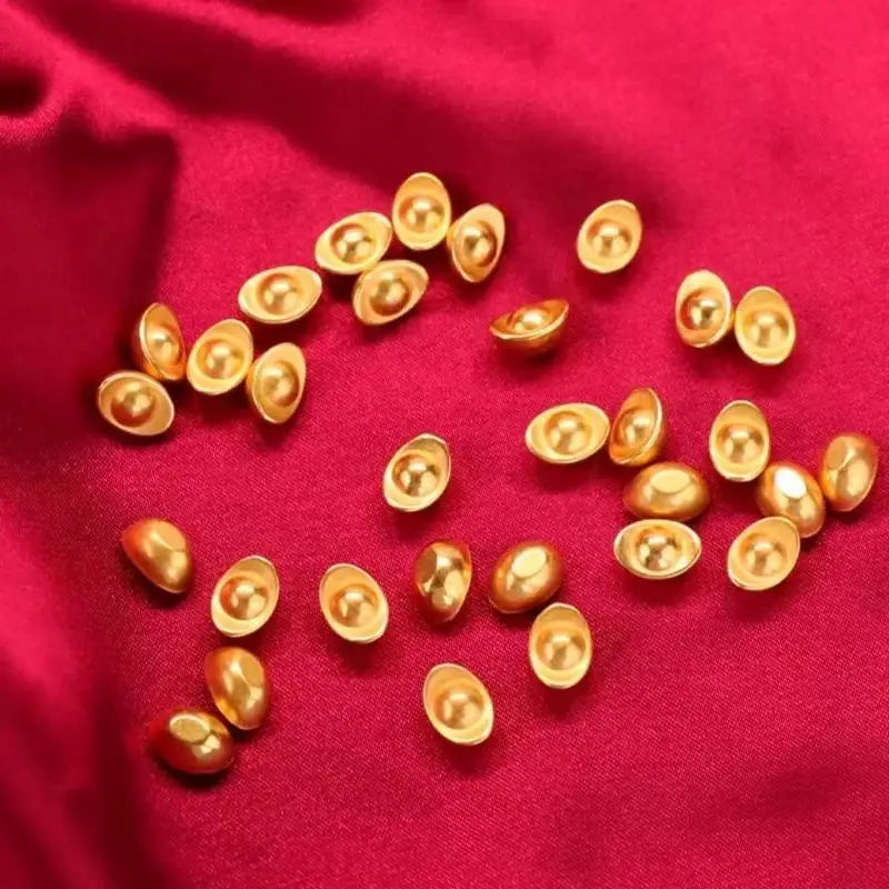 100 Gold Mini Ingot Charms – DIY Wealth Luck Décor & Craft Props Miniature Craft Charms Qme