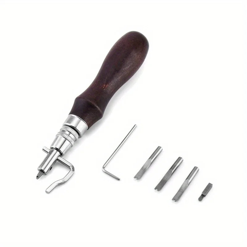 Adjustable Stitching Groover Beveler & Edge Creaser Tool Leathercraft Hand Tool Qme