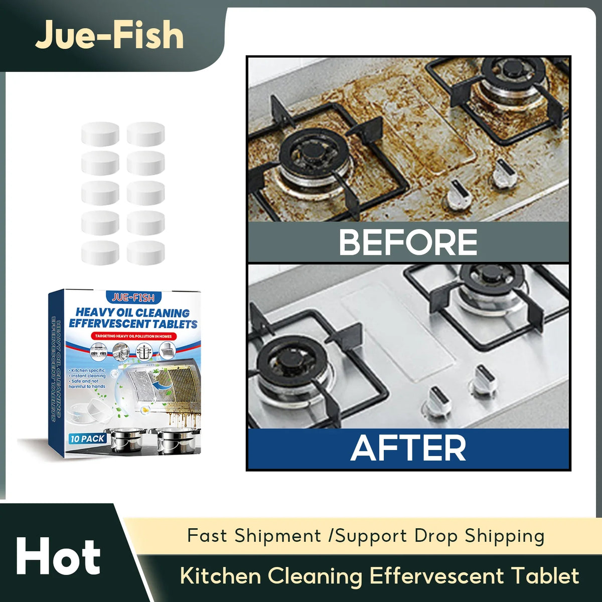 Kitchen Grease Cleaning Tablets – Stove, Oven & Hood Degreaser Kitchen Degreaser Tablets Qme