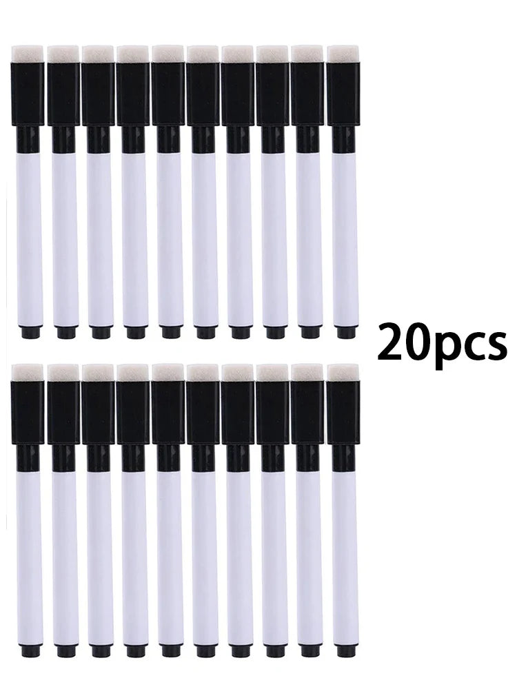 Magnetic Dry Erase Markers 20-Pack Fine Tip with Eraser Cap Dry Erase Markers Qme 20 Pcs black