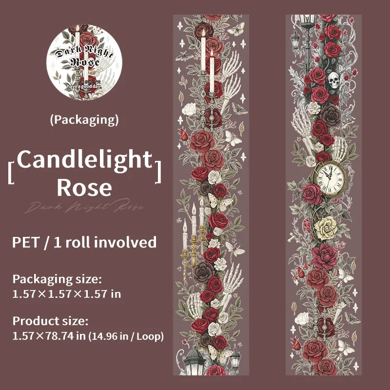 Halloween Gothic Rose Skeleton Washi Tape – DIY Scrapbooking Decorative Craft Tape Qme 1