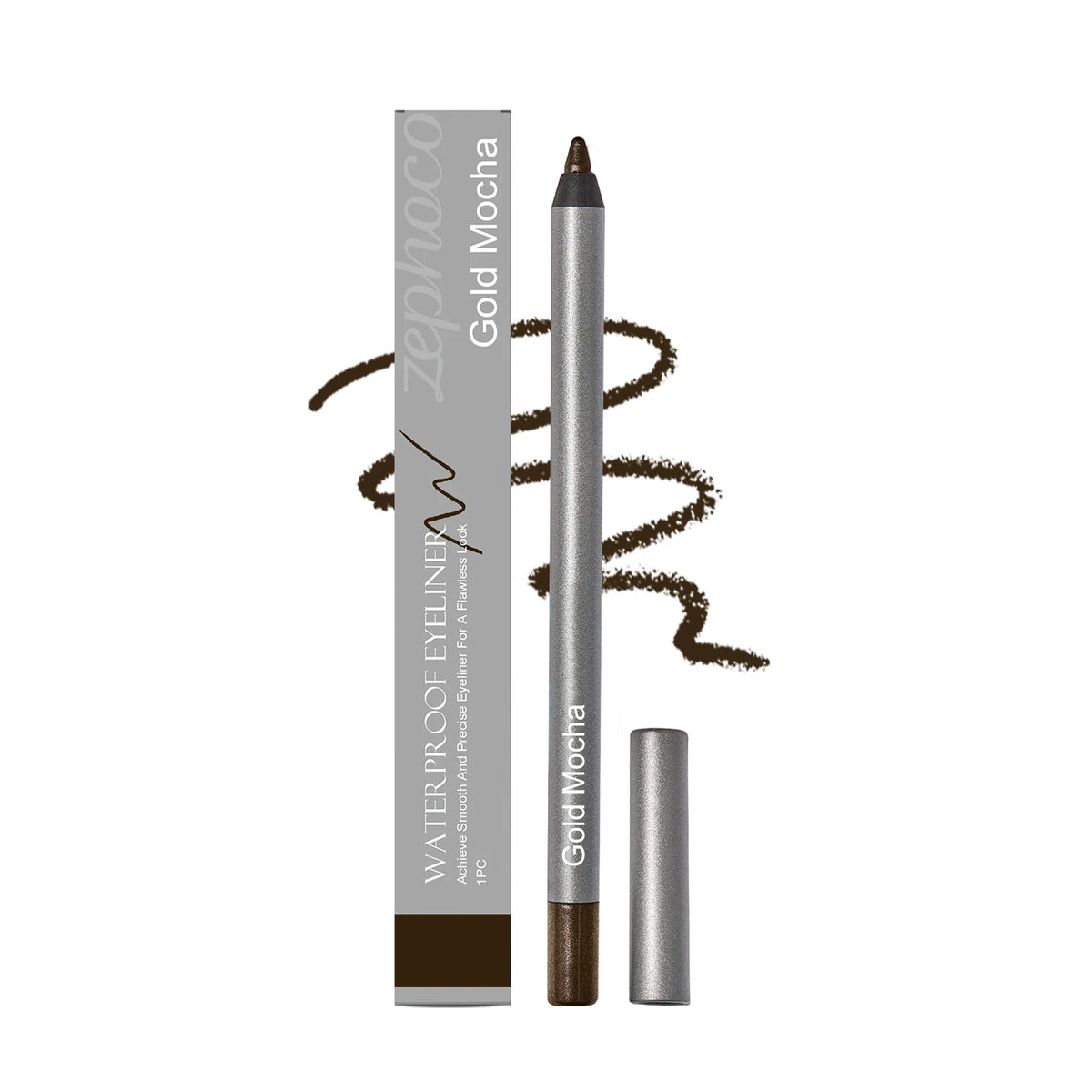 Zephoco Waterproof Gel Eyeliner Pencil – Smudge-Proof Gel Eyeliner Pencil Qst Gold Mocha