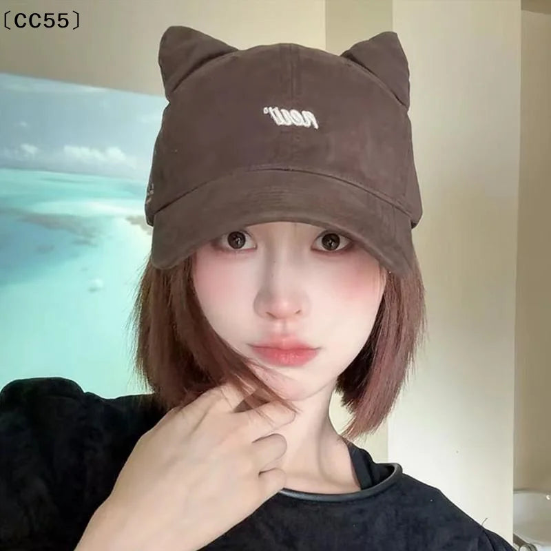 Women's Cat Ear Beret – Woolen Octagonal Duckbill Hat Women's Beret Hat Qst