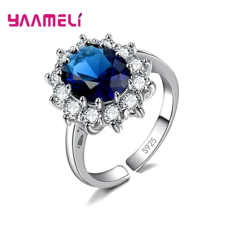 925 Sterling Silver CZ Women's Wedding Engagement Bracelet Sterling Silver Bracelet Qme Dark Blue