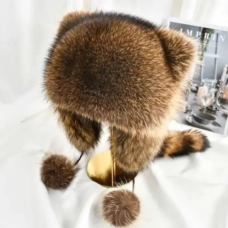 Kids Winter Raccoon Trapper Hat with Ear Flaps | Warm Felt Kids Winter Trapper Hat Qme