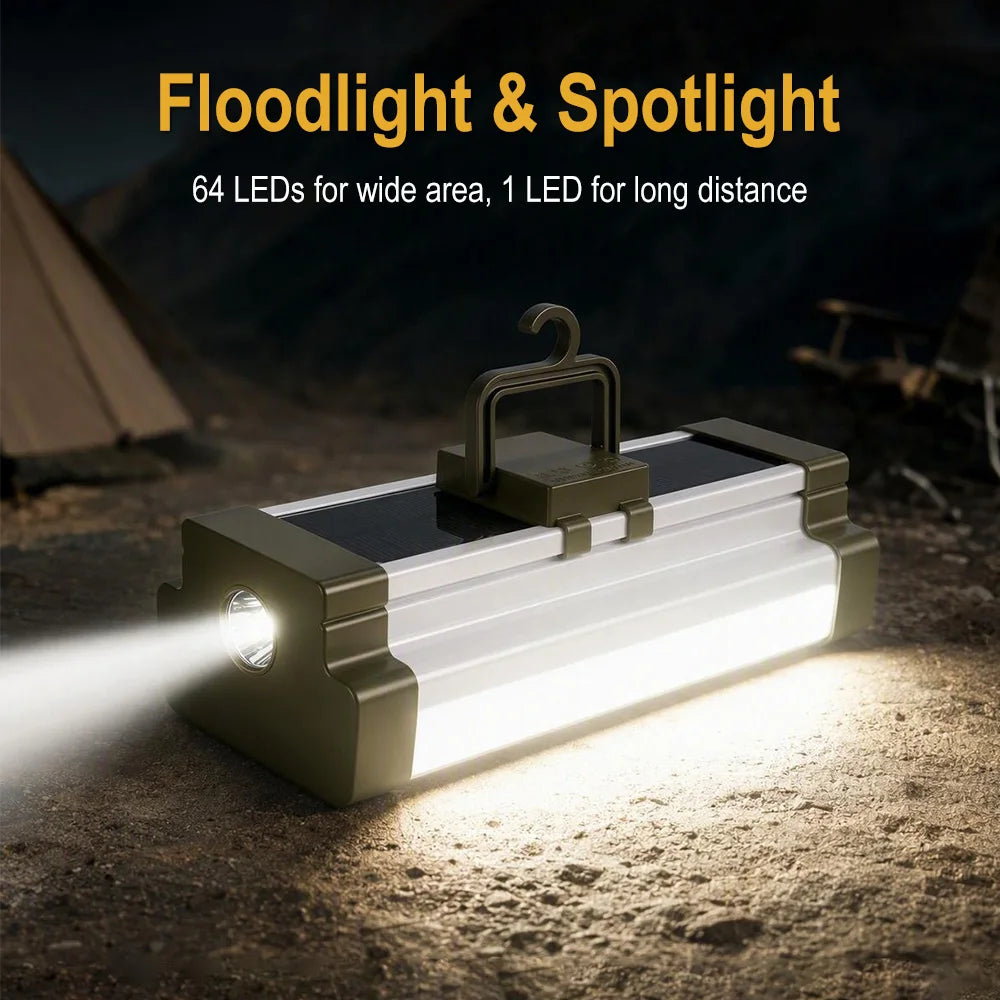 BORUiT Solar LED Camping Lantern – Type-C, 3600mAh Power Bank Solar Camping Lantern Qst